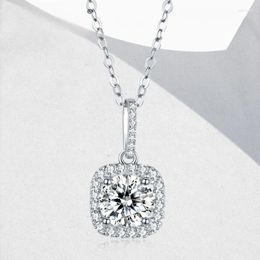 Chaînes LORIELE Moissanite Diamond 6.5mm 1CT Collier pour femme Pendentif 925 Argent Femmes Party Bridal Fine Bijoux