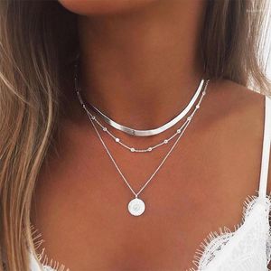 Chaînes Lotus Multicouche Collier Bohême Sequin Coin Perles Pendentif Or Argent Couleur Alliage Chaîne Femmes Boho Collares JewelryChains