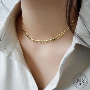 Chaînes Louleur 925 Sterling Silver Gold Necklace Frosty Style Réglable Concis Pour Femmes Mode Bijoux Cadeaux