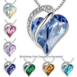 Kettingen Love Heart Crystal Pendant ketting januari tot december Geboortesteen sieraden Choker Valentijnsdag Moeders jubileum Giftch