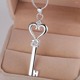 Chaînes Love Heart Key Fashionsilver Plated Necklace Silver Pendant Jewelry /ONMVVSSC CPITXVGP