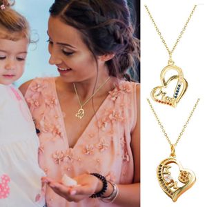 Cadenas Collar de amor Latón Micro Inset Zircon Regalo del día de la madre Colgante Collares largos para mujer Hombre