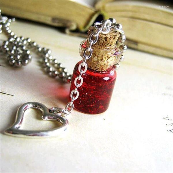 Cadenas Love Potion Botella de vidrio Collar Charm Magic Cork Vial Colgante Corazón SpellChains Godl22