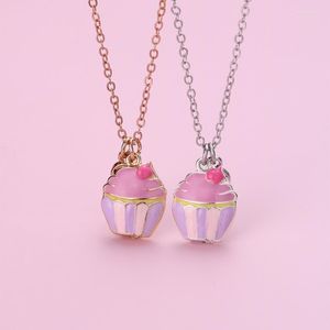 Ketens lovecryst 2pcs/set bicolor druppelolie cake -vormige snacks vriend ketting voor meisjes bff vriendschap sieraden cadeau