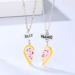 Chaînes Lovecryst 2 pièces/ensemble mignon coeur brisé alliage beignet rose magnétique ami collier pour enfants filles mode amitié cadeaux