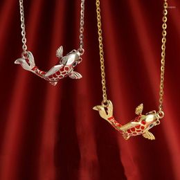 Cadenas suerte Koi colgante collares para mujeres niñas moda carpa pez clavícula cadena collar chino suerte joyería regalo de cumpleaños