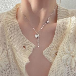 Chaînes porte-bonheur pièce opale argent collier ras du cou pour femme Unique bonne chance gland clavicule chaîne collier mode bijoux cadeaux