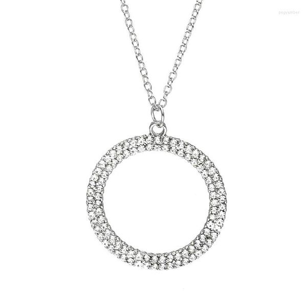 Chaînes Lucky Wheel Pendentif Collier Femme Strass Luxe Accessoires Bijoux Géométrique Design Femme