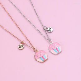 Chaînes Luoluobaby 2 pièces/ensemble dessin animé coloré gâteau pendentif chaîne ami collier BFF amitié bijoux cadeaux pour les enfants