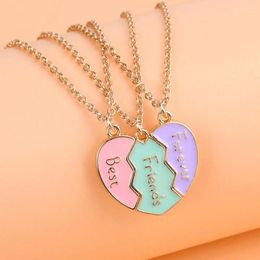 Kettingen Luoluobaby 3 stks/set Leuke 3-kleur Hart Gebroken Stiksels Magnetische Vriend Ketting Voor Meisjes BFF Vriendschap Sieraden Gift