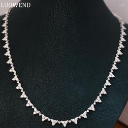 Chaînes LUOWEND 18K Or Blanc Collier De Luxe Brillant Réel Diamants Naturels 5.8 Pour Les Femmes Senior Banquet Bijoux Personnaliser