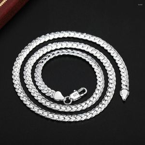 Cadenas Luxury 925 Collar de plata esterlina Classic de 6 mm Cadena lateral para mujeres Fiesta de la moda Fiesta de la moda Regalos