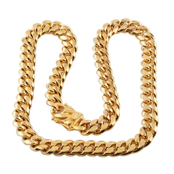 Cadenas Diseñador de lujo Collar para hombre Cadena de oro Joyería de acero inoxidable Hip Hop Cuban Link Rapero Accesorios Joyería de moda Drop D Dho6C