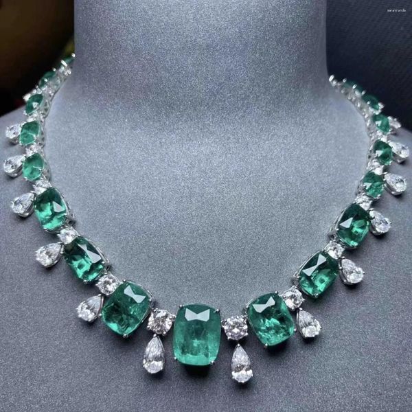 Chains Labor Labor Emerald Diamond Collier 14K White Gold Engagement Wedding Chocker For Women Bridal Party Bijoux