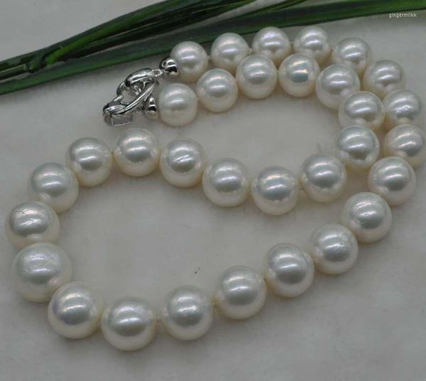 Chaînes de luxe naturel rare blanc 13- 15 mm collier de perles rondes Kasumi 18 pouces