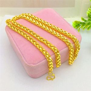 Chaînes de luxe Thaïlande Sable Gold Collier pour hommes Femmes épais jaune couleur lien chaîne colliers de fiançailles bijoux cadeaux