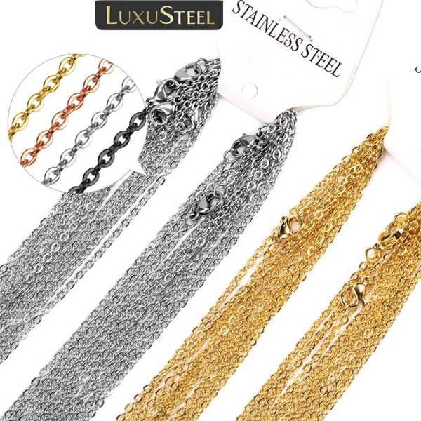 Chaines Luxusteel 10pcs / lot Chaînes en acier inoxydable 2 mm / 1 mm O Forme Rolo Link Collier Cubain Long pour femmes Pendantes Bijoux Diy Wholesale D240509