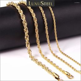Chains Luxusteel 2/3/4/5 mm Collier de chaîne de corde Acier inoxydable pour femmes hommes jamais fondu imperméable torsion couloir en argent