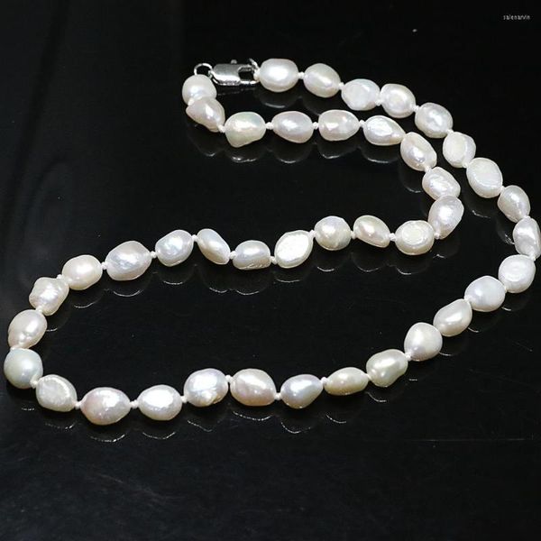 Chaînes Ly Fashion Party Collier de perles naturelles de culture d'eau douce blanche Forme libre irrégulière 12-14mm Perles Bijoux 18 pouces B1431
