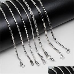 Chaînes M 7 Styles 60Cm Sier Plaqué En Acier Inoxydable Lien Femmes Hommes Fille Tour De Cou Pour Hip Hop Pendentif Colliers Bijoux Drop Delivery Pen Dhuyv