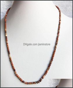 Chaînes M Collier de jaspe bréchique de sang rouge à facettes brillant chaîne en pierre naturelle tour de cou perlé mère fille colliers9259409