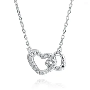 Ketens m-jaja moissanite hart ketting 925 sterling zilver verstelbare mode hanger valentijnsdag cadeau fijne sieraden