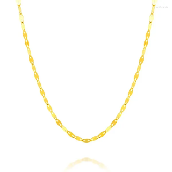 Chaînes MADALENA SARARA AU750 Pure 18k Yellow Tile Chain Style Gold Fish Lip Collier 16 