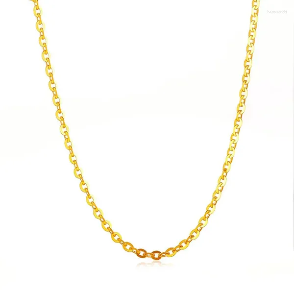 Chaînes MADALENA SARARA Pure 18k Gold Chain Collier Au750 Femmes Type-O Plat Brillant Réglable