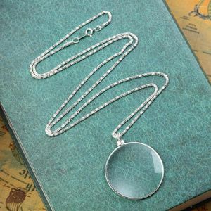 Chaînes loupe pendentif décoratif Monocle collier avec loupe 5x or argent plaqué chaîne pour femmes bijoux