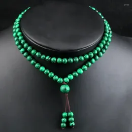 Chaines Collier de perles malachite Men de la mode 6 mm Stone naturelle 108 Perles Tibetan Bracelets Femmes à la main Bijoux de prière Handmade