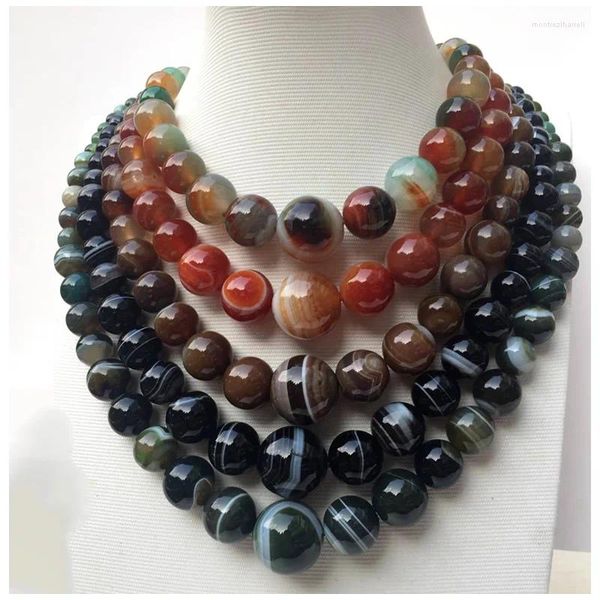 Chaînes Malachite ronde Onyx perles collier pour femmes et hommes bijoux à la mode multicolore cornaline tour de charme 21.5