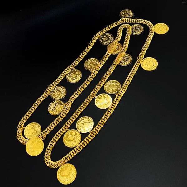 Chaînes MANDI bas prix arabe musulman pièce collier haute qualité Extra Long plaqué or Non-fading unisexe bijoux à la mode