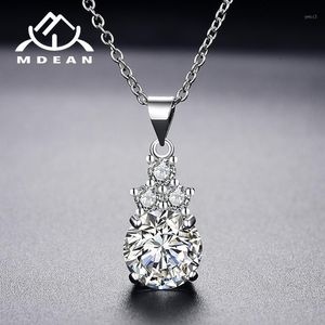 Chaînes MDEAN Collier de couleur or blanc Vintage Bijoux clairs Zircon Mode Mariage Pendentifs de luxe pour femmes D035