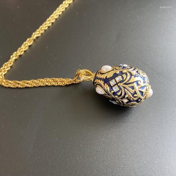 Chaînes Médieval Retro Retro Glaze Glaze Royal Blue Blee en trois dimensions GRAND PENDANT PENDANT