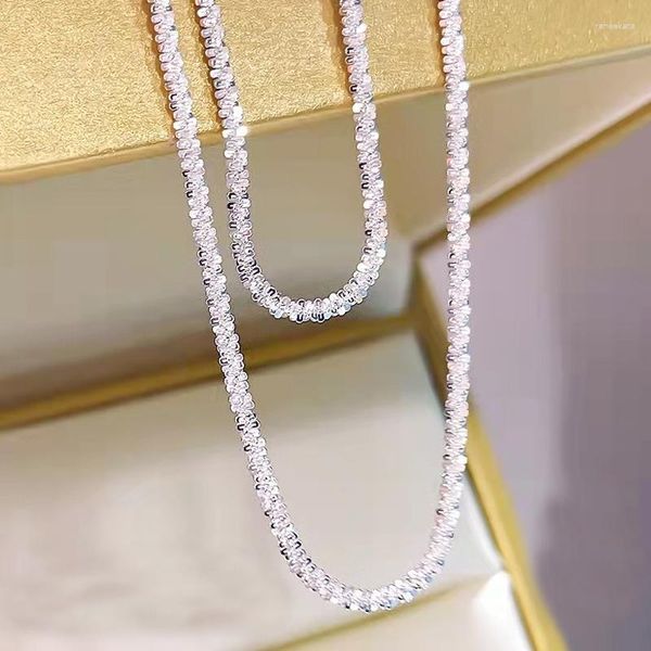 Chaînes MEEKCAT 925 Sterling Silver Shimmering 18K Or Blanc Plaqué Collier Pour Femmes Fête Fine Jewelry Gifts