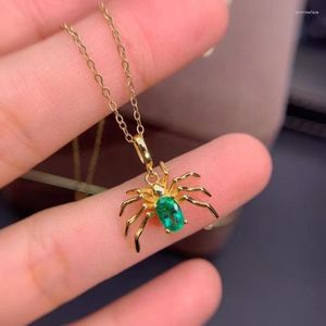 Chains meibapj Natuurlijke smaragd Emerstone Spider Pendant ketting Real 925 Pure Silver Green Stone Fijne bruiloft sieraden voor vrouwen