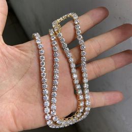 Cadenas Meisidian Jewelry 9k Amarillo Sólido Oro Cadena de tenis 5mm VVS1 D Collar de diamantes de moissanita sintético214n