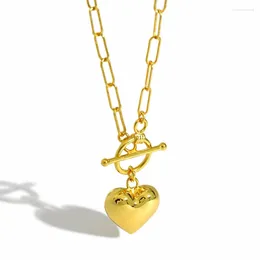Cadenas Melynn Paper clip cadena Collar de damas Heart Silver Gold Chapado 925 Sterling Collar para mujeres