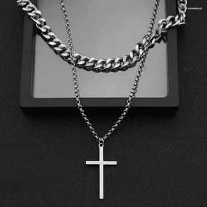 Chaînes Hommes Croix Bijoux Pendentif Personnalité Collier En Acier Inoxydable Fête D'anniversaire Anniversaire Cadeau