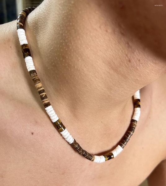 Cadenas Tribu Natural de Piedra para hombres Tendencia de la cadena del cuello de surfio Collar de alta calidad Ojo de tigre Turquesa AGATO Regalo 2023