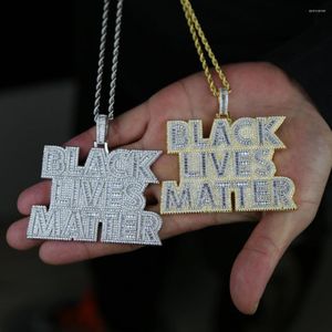 Ketens mannen jongen hiphop punk ketting met volledige cz micro verharde brief zwarte levens materie hanger gold vergulde