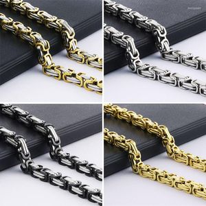 Chaînes hommes byzantine boîte lien chaîne collier HipHop acier inoxydable/noir couleur longue forte lourde mode bijoux