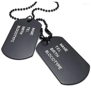 Chains Chain Men 68 cm Platelelets Army Dog Tag Style League Black Jewelry Pendant Collier (avec sac cadeau)