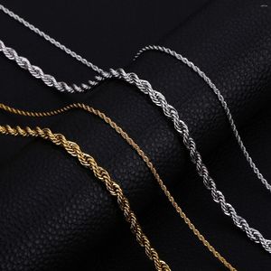 Chaînes Men Ropes Long en acier inoxydable Collier de chaîne de torsion minimaliste disponible en gold couleur argent 2 à 5 mm