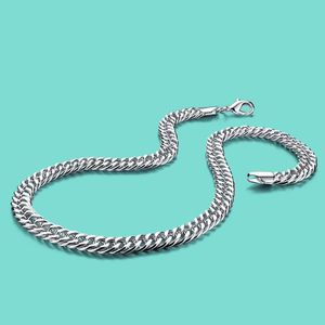 Ketens heren 925 sterling zilveren ketting klassiek origineel 10 mm zweepketting ketting-hiphip rock sieraden mode accessoiresschains