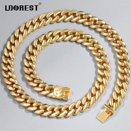 Cadenas Hombres Mujeres Golden 13mm Cuban Link Cadena Collar Punk Hiphop Chunky Metal Curb Gargantilla Joyería Gota