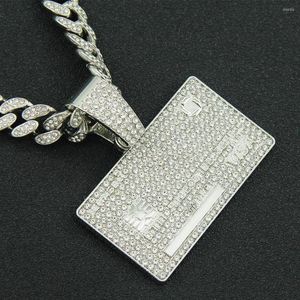 Chaînes Hommes Femmes Hip Hop Banque Carte Forme Pendentif Collier Avec 13mm Cristal Cubain Chaîne HipHop Glacé Bling Colliers Bijoux De Mode