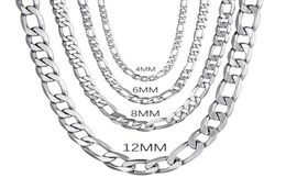 Chains Men39s 925 Silver Silver 4mm6mm8mm12 mm Collier de chaîne cubaine 1630 pouces pour homme femmes bijoux de mode haut de gamme 1690339