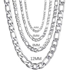Chains Men39s 925 Silver Silver 4mm6mm8mm12 mm Collier de chaîne cubaine 1630 pouces pour les femmes bijoux de mode haut de gamme 6388751
