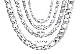 Chains Men39S 925 SERRING Silver 4mm6mm8mm12 mm Collier de chaîne cubaine 1630 pouces pour les femmes Bijoux de mode haut de gamme 7436266